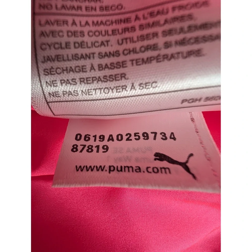 Puma Kids Pink Quilted Puffer Vest Silver‎ Glitter Logo Full Zip Mock Neck 87819
